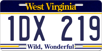 WV license plate 1DX219