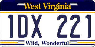 WV license plate 1DX221