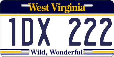 WV license plate 1DX222