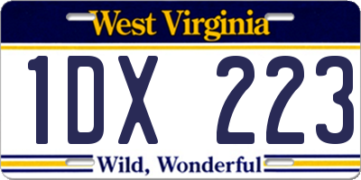 WV license plate 1DX223