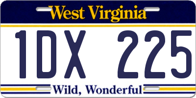 WV license plate 1DX225