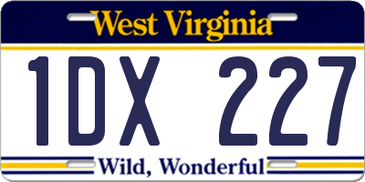 WV license plate 1DX227