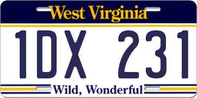 WV license plate 1DX231