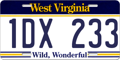 WV license plate 1DX233