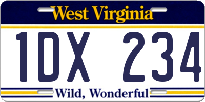 WV license plate 1DX234