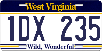WV license plate 1DX235