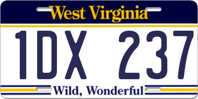 WV license plate 1DX237