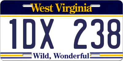 WV license plate 1DX238
