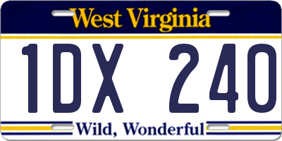 WV license plate 1DX240