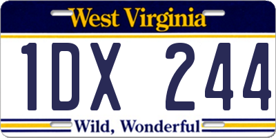 WV license plate 1DX244