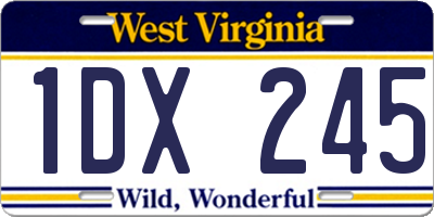 WV license plate 1DX245