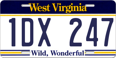 WV license plate 1DX247