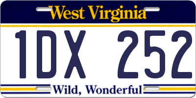 WV license plate 1DX252