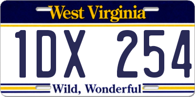 WV license plate 1DX254