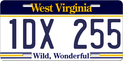 WV license plate 1DX255