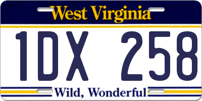 WV license plate 1DX258