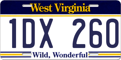 WV license plate 1DX260