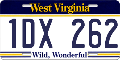 WV license plate 1DX262