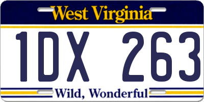 WV license plate 1DX263