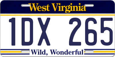 WV license plate 1DX265