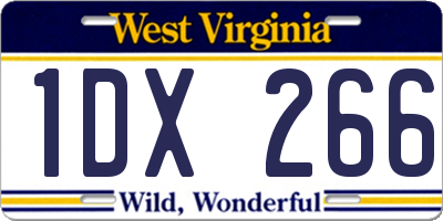 WV license plate 1DX266