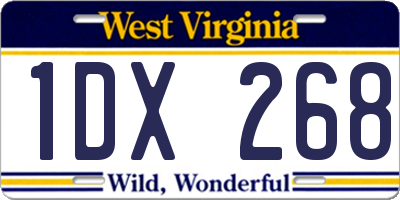 WV license plate 1DX268