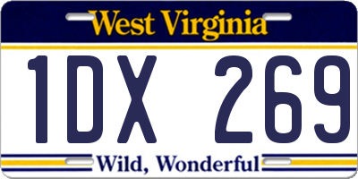 WV license plate 1DX269