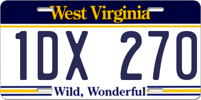 WV license plate 1DX270