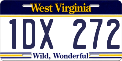 WV license plate 1DX272