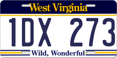 WV license plate 1DX273