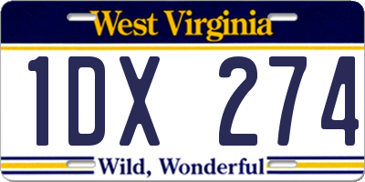 WV license plate 1DX274