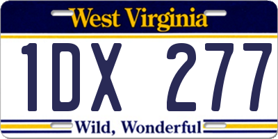 WV license plate 1DX277