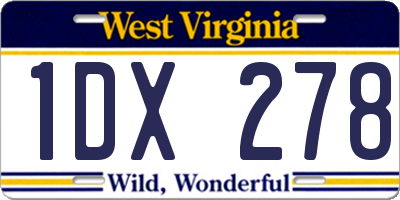 WV license plate 1DX278