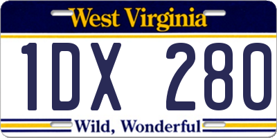 WV license plate 1DX280