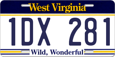 WV license plate 1DX281