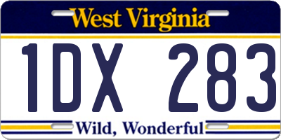WV license plate 1DX283