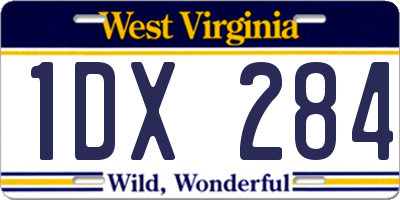 WV license plate 1DX284