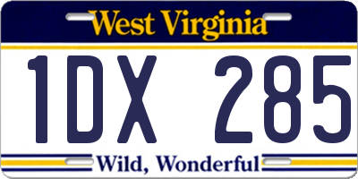 WV license plate 1DX285