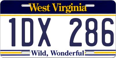 WV license plate 1DX286