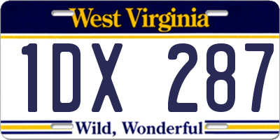 WV license plate 1DX287