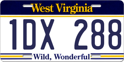 WV license plate 1DX288