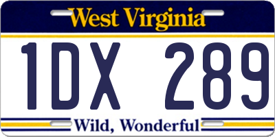 WV license plate 1DX289