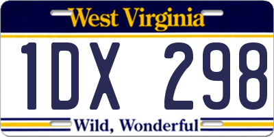 WV license plate 1DX298