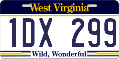 WV license plate 1DX299