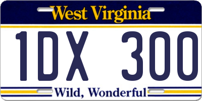 WV license plate 1DX300