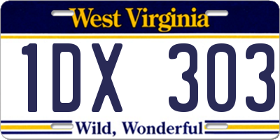 WV license plate 1DX303