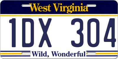 WV license plate 1DX304