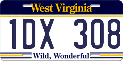 WV license plate 1DX308