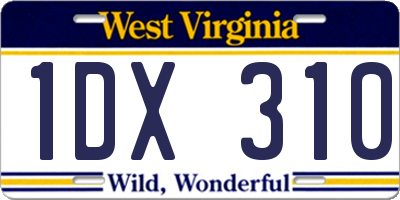 WV license plate 1DX310