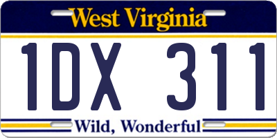 WV license plate 1DX311